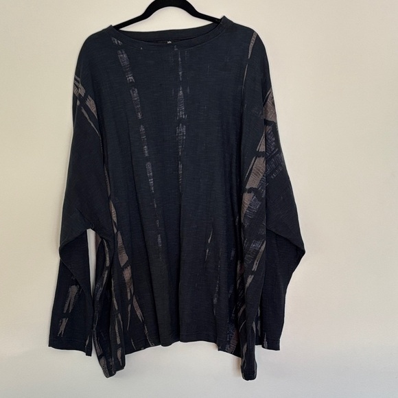 NWT L to 1 XL Jarbo Karo Top Shibori Blue Gray O/S Long Sleeve Women's $298 - Picture 3 of 13